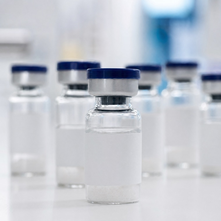 Labeled research peptide vials arranged on a lab surface